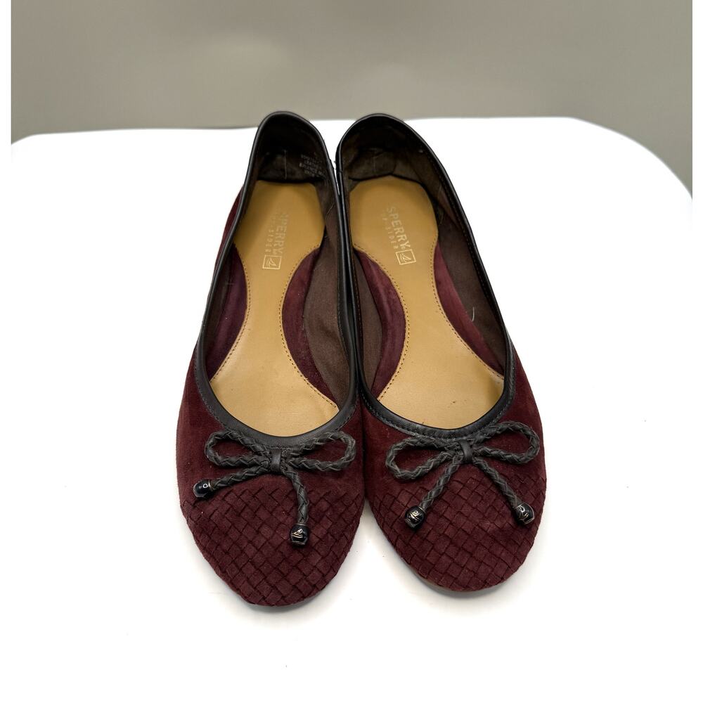 BUNDLE: 2 Sperry Maya Flats in Burgundy & in Gold Sz 9.5 - Picture 2 of 16